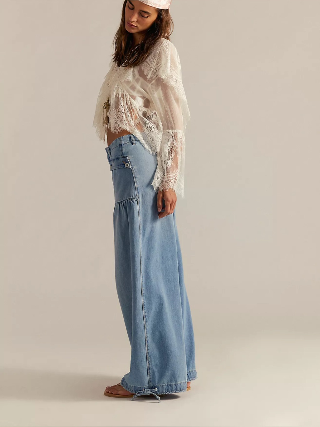 Free People Light Blue Wide Leg Denim Jeans